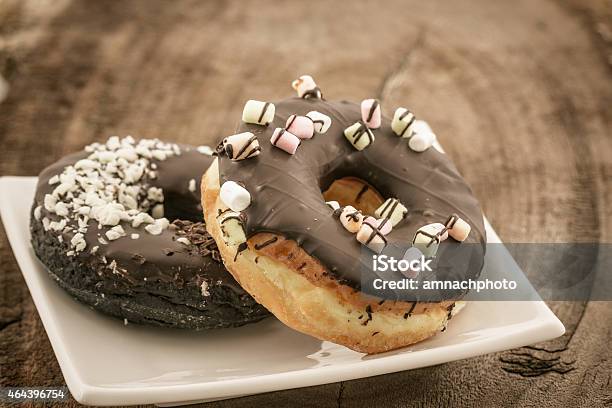 Chocolate Donut With Sprinkles Stock Photo - Download Image Now - Chocolate Doughnut, Doughnut, 2015