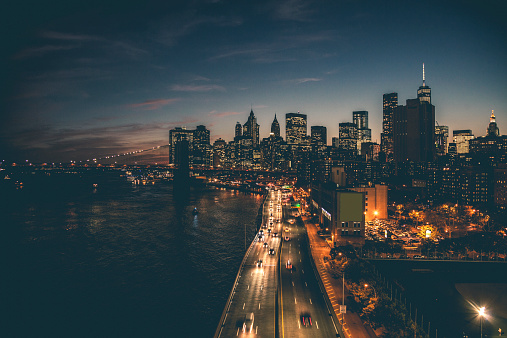 New York Downtown skyline - Aerial View.