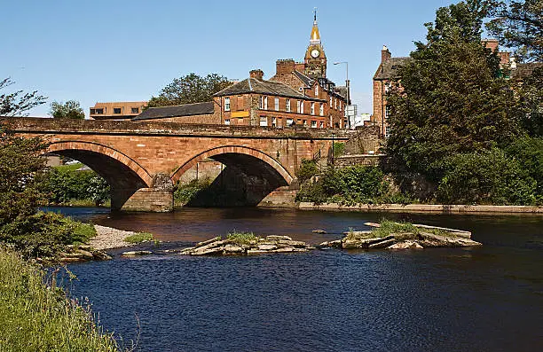 The River Annan, Annan Bridge and Town Hall, Dumfries and Galloway