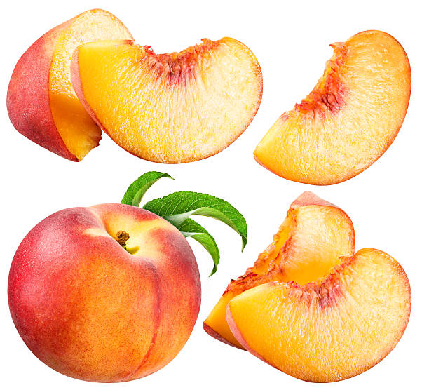 Peach and Slice isolated on white background Peach and Slice isolated on white background peach stock pictures, royalty-free photos & images