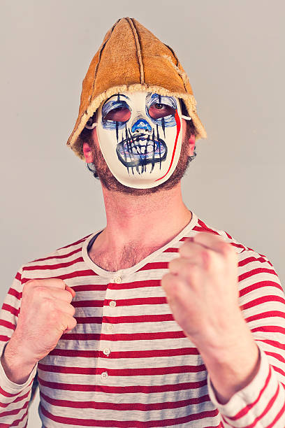 風変わりな恐ろしい mime - clown mime sadness depression ストックフォトと画像