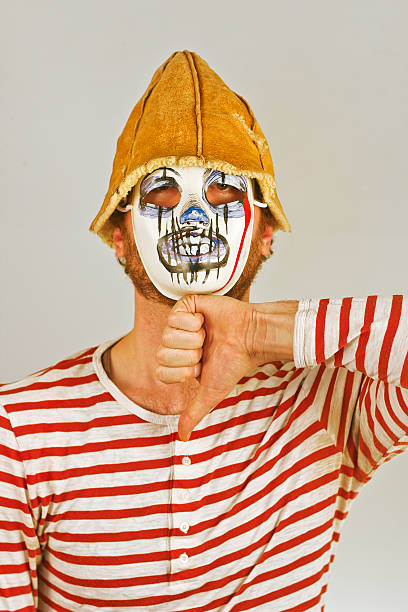 weird scary pantomime - clown mime sadness depression stock-fotos und bilder