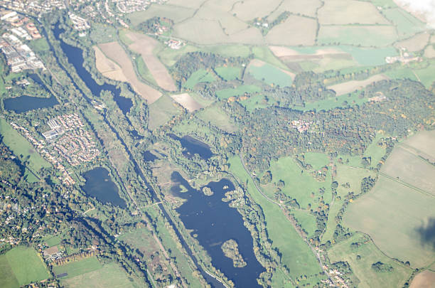 istock Lee Valley Reservoirs, Aerial view 464404021