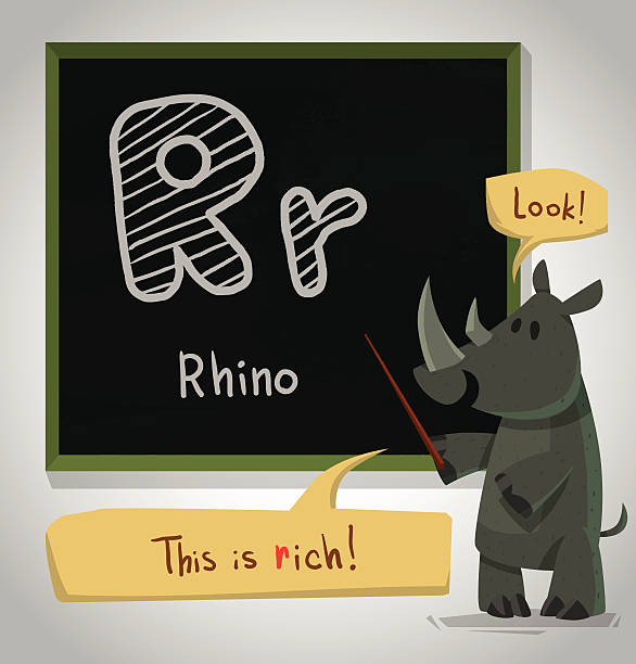 алфавит животных, rhino - letter r alphabet alphabetical order backgrounds stock illustrations