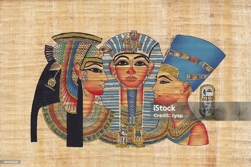 Egyptian papyrus Goddess from egyptian mythology painted on papyrus Cleopatra Stock Photo