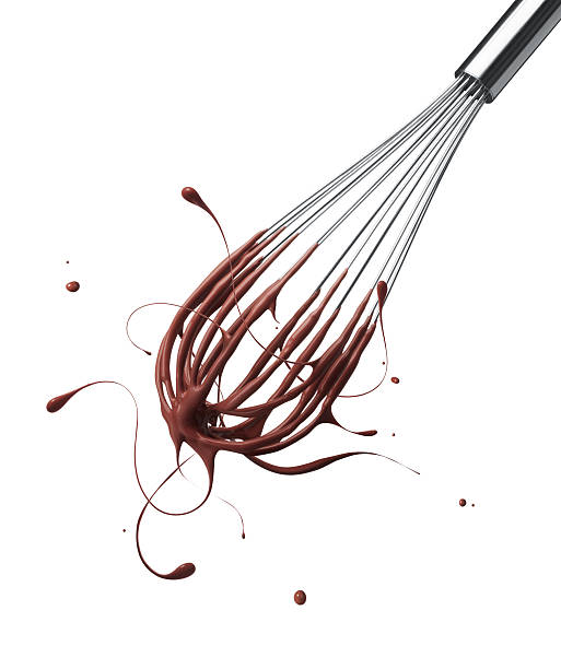 whisk with chocolate splash wire whisk with splashing chocolate isolated on white wire whisk stock pictures, royalty-free photos & images