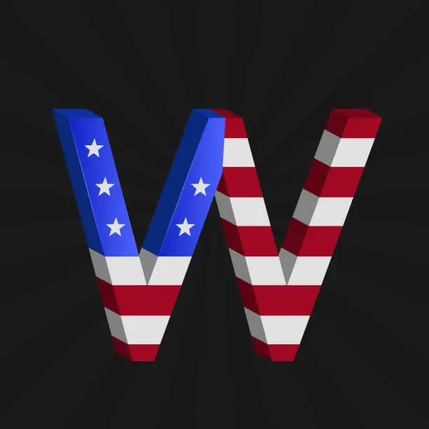 Vector illustration of USA flag alphabet