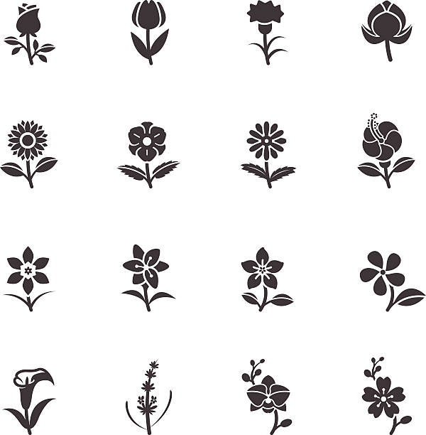 ilustrações, clipart, desenhos animados e ícones de flores padrão de ícones para - estêncil