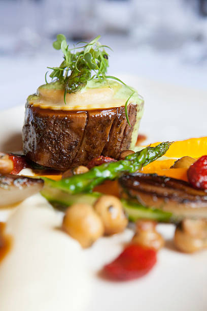 istock Gourmet Beef Fillet with Pea Ravioli 464415129