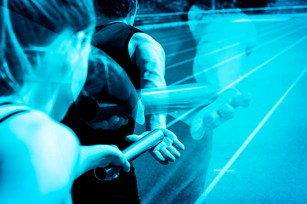 istock Relay race handing over ghosting 464415688