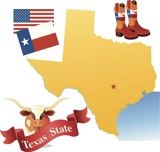 Vector illustration of Texas Map