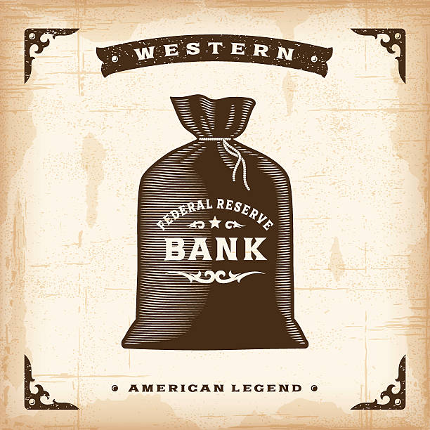 vintage western torba pieniędzy - west bank stock illustrations