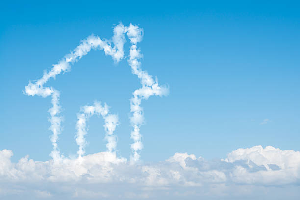 istock Image of house made of clouds on blue sky 464417640