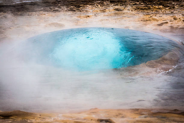 istock Iceland, Geysir in eruption, Stokkur. Blue bubble 464417766