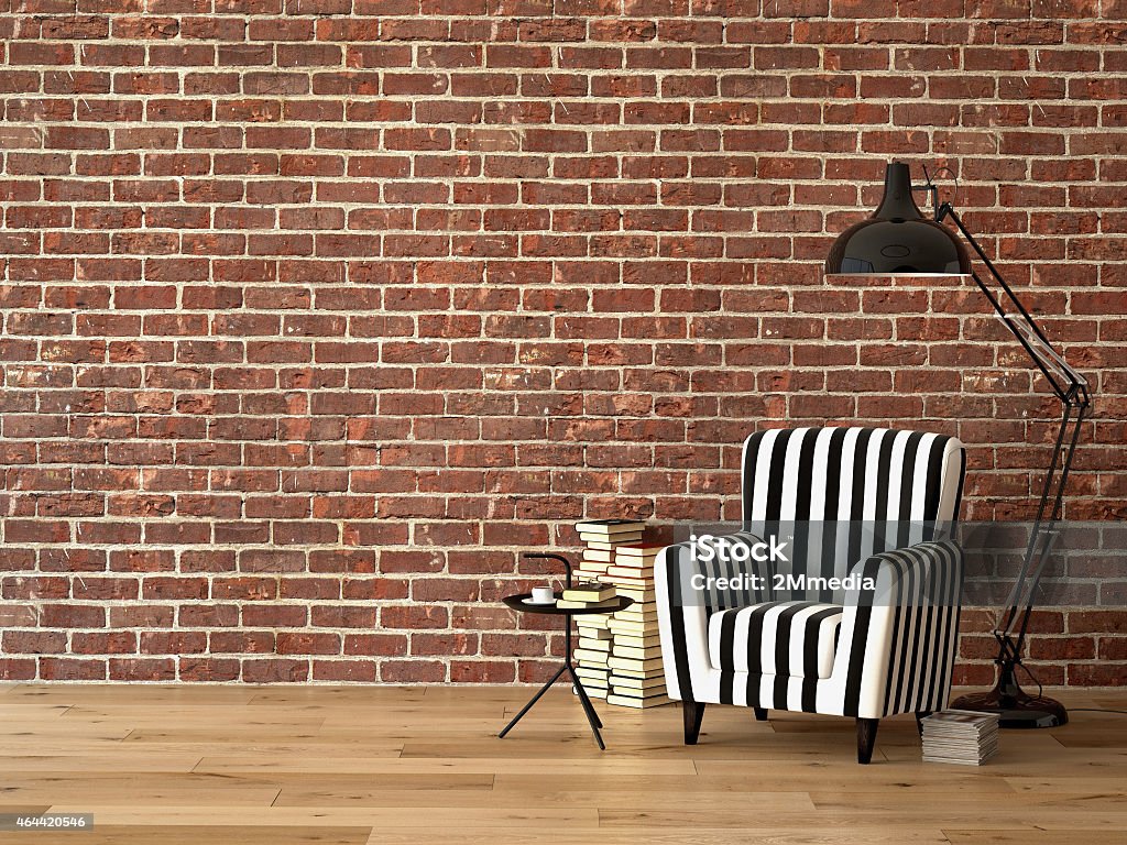 living room with an armchair and books, 3d rendering living room with an armchair, lamp and books, 3d rendering 2015 Stock Photo