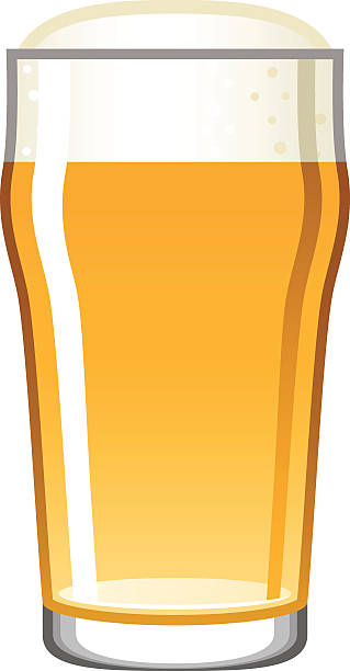 ilustraciones, imágenes clip art, dibujos animados e iconos de stock de simple icono de vidrio de cerveza aislado sobre blanco - pint glass