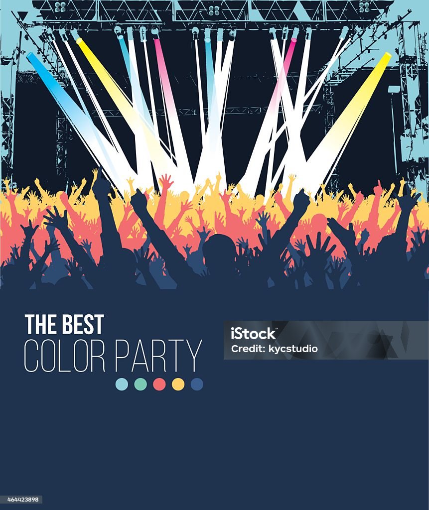 The Best Color Party Layout color festival with fans. Music Festival stock vector