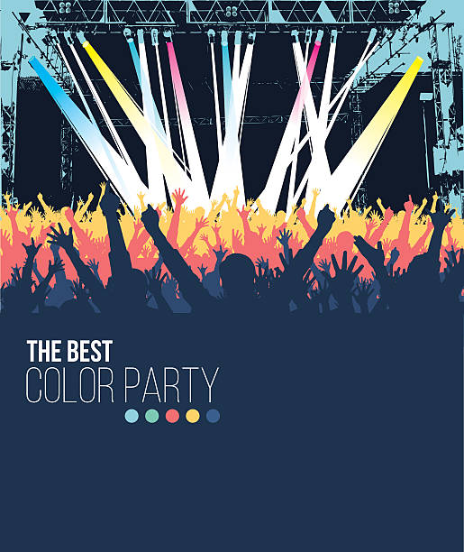 The Best Color Party Layout color festival with fans. music festival stock illustrations