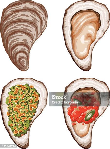 Oysters In The Half Shell Icon Set Stock Illustration - Download Image Now - Oyster, Salsa Sauce, Vector