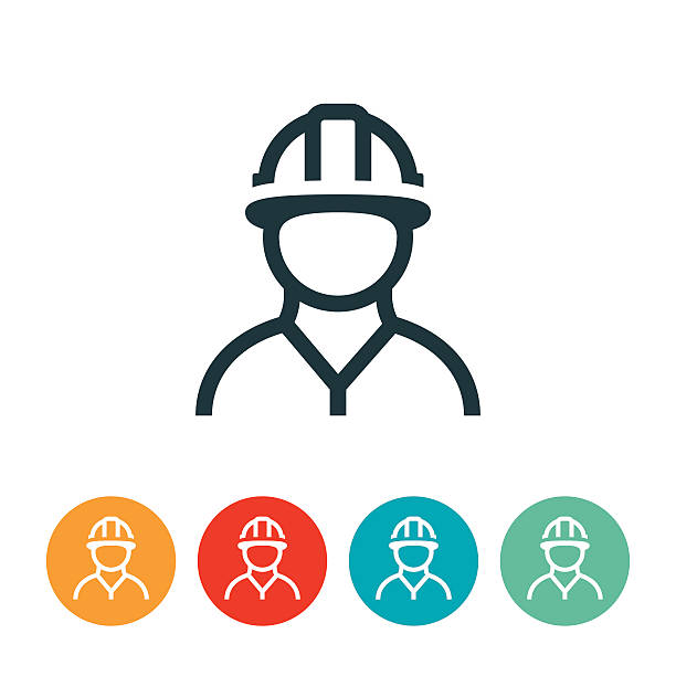 Construction Worker Icon Construction worker icon. Construction worker, laborer, blue collar worker, hard hat, engineer, icons. hard hat stock illustrations