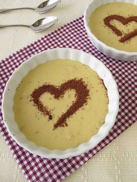 istock Tiramisu cream with heart from cocoa powder 464424802