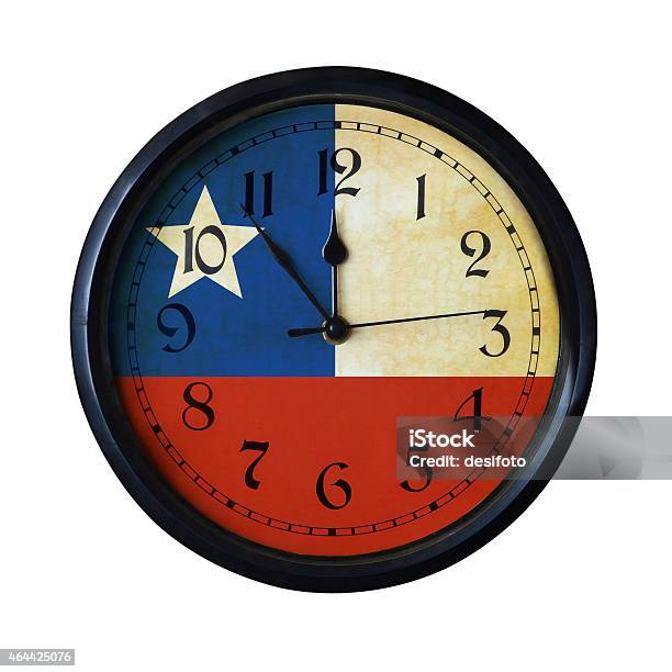 Chile Flag Wall Clock Isolated Over White Stock Photo - Download Image Now - Chile, Hour Hand, 2015