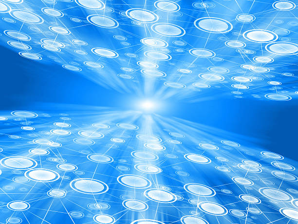 sieć komputerowa niebieskim tle z ruchu rozmycie szybkiego - electronics industry computer graphic blue backgrounds stock illustrations