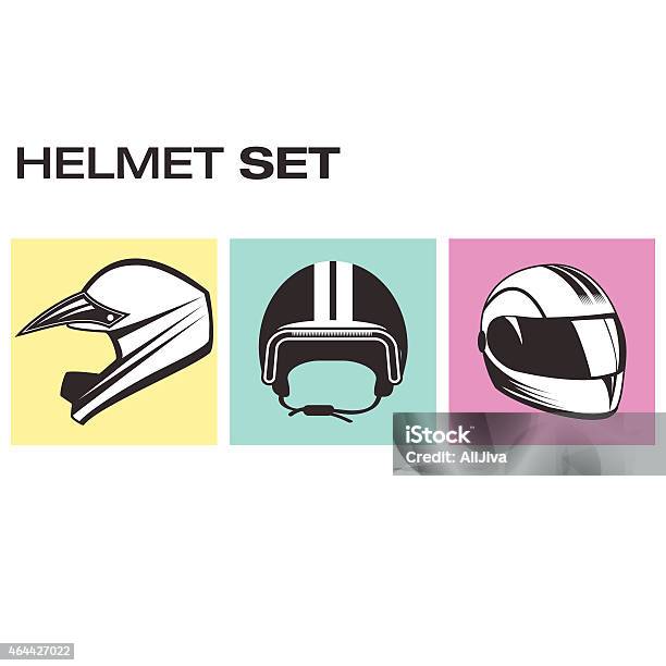 Set Of Motorcycle Helmets Stock Illustration - Download Image Now - Sports Helmet, Work Helmet, Sports Race