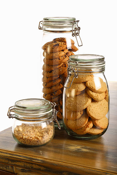 istock Chocolate and Lavender Cookies with Crushed Hazelnuts in a Jar 464428173