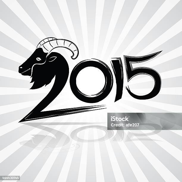 2015 Merry Christmas And Happy New Year Goat Calligraphy Wordin Stock Illustration - Download Image Now