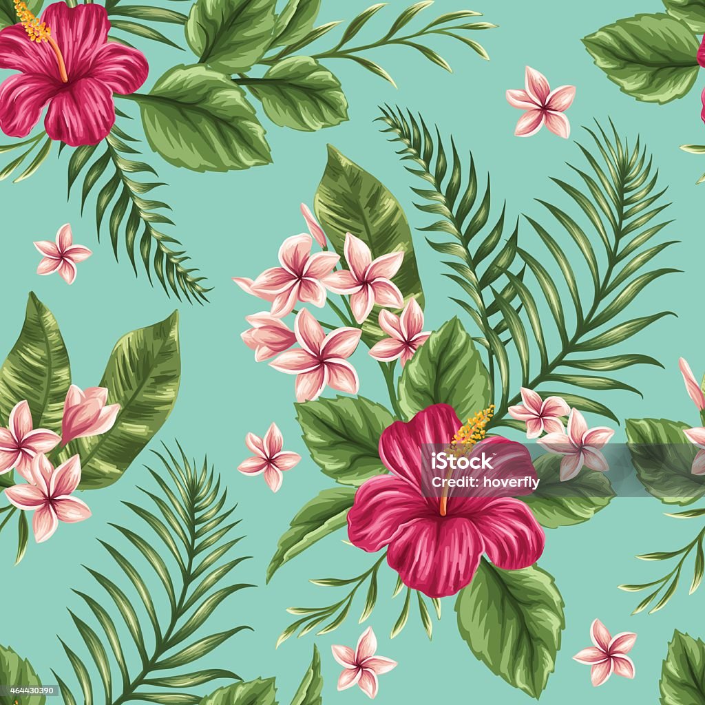Floral seamless pattern Tropical floral seamless pattern with plumeria and hibiscus flowers Hibiscus stock vector