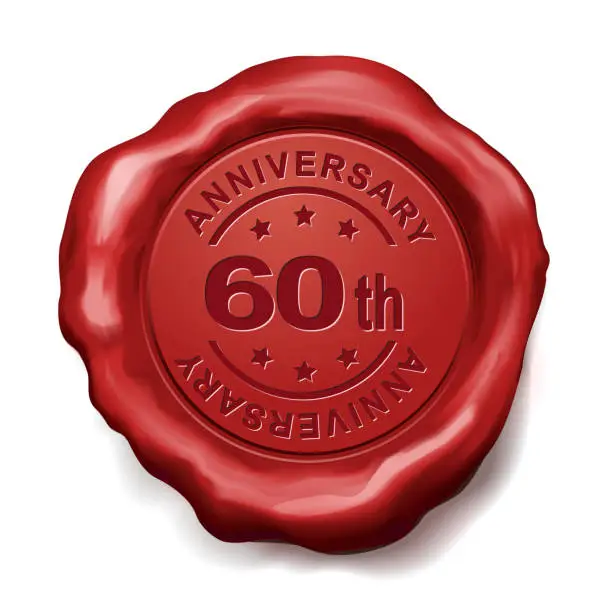 Vector illustration of 60th red wax seal