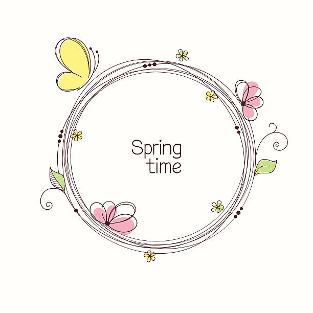 Floral wreath Stylized wreath with flowers and butterfly. Round floral frame for your text tendril stock illustrations