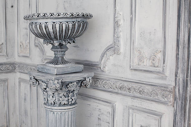 Luxury stone vase in the interior of the baroque