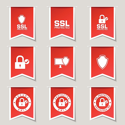 Proteksi Proteksi Kumpulan Desain Ikon Merah Vektor Label Internet Web
