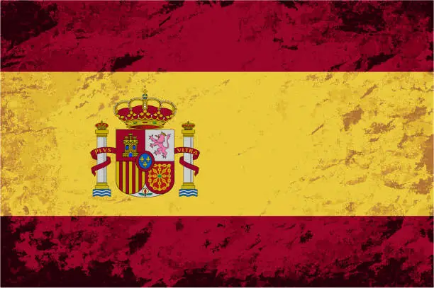 Vector illustration of Spanish flag. Grunge background. Vector illustration
