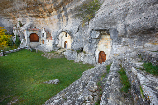 Ancient chapel in a cave. Ojos de Guarena. Burgos. Spain. Horizontal