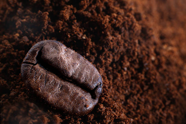 istock Coffee bean on the background of ground coffee 464446520