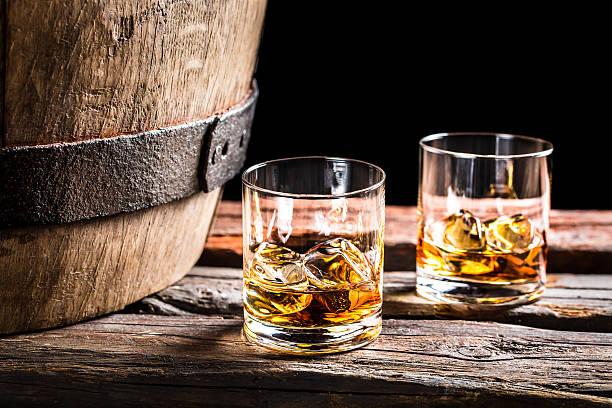 istock Two glasses of Scotch in the old cellar 464446968