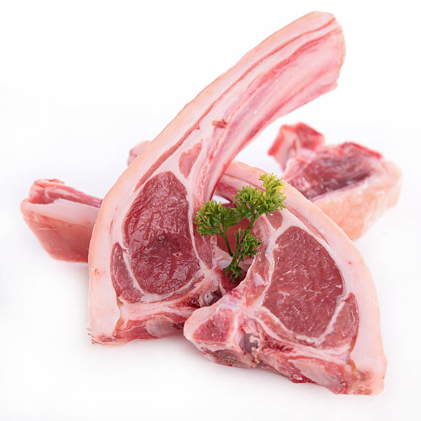 carne cruda - lamb isolated meat animal bone foto e immagini stock