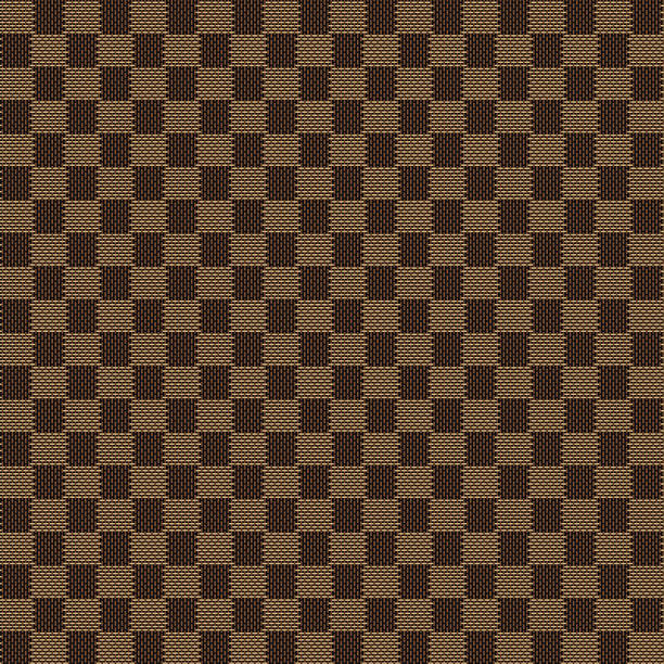 beżowy, brązowy tekstura bez szwu tkanina wzór - wallpaper textile retro revival tartan stock illustrations