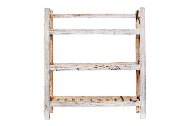 istock Retro wooden shelf isolated 464453895