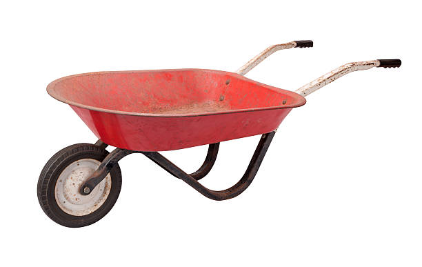 istock Antique Red Rusty Wheelbarrow with clipping path 464454046