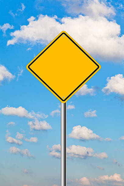 istock Blank yellow road sign. 464454233
