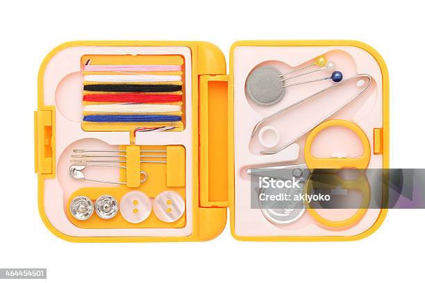 Sewing Kit On White Background Stock Photo - Download Image Now - Sewing Kit, Cut Out, Scissors