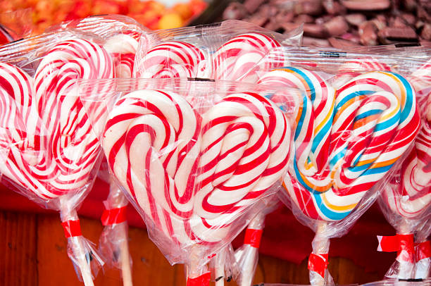 istock Red and white lolly pops 464454771