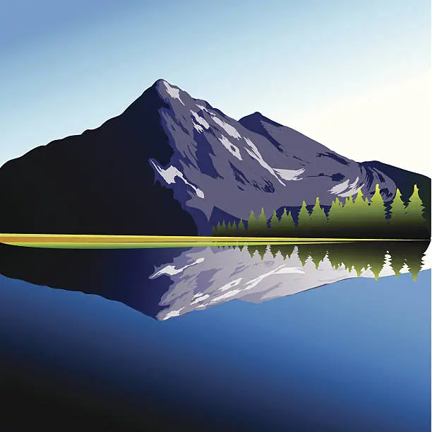 Vector illustration of Mountain lake - VECTOR