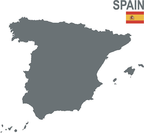 stockillustraties, clipart, cartoons en iconen met a plain gray map of spain on a white background - spanje
