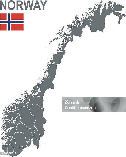 Ilustración de Noruega y más Vectores Libres de Derechos de Mapa - Mapa, Noruega, Bandera