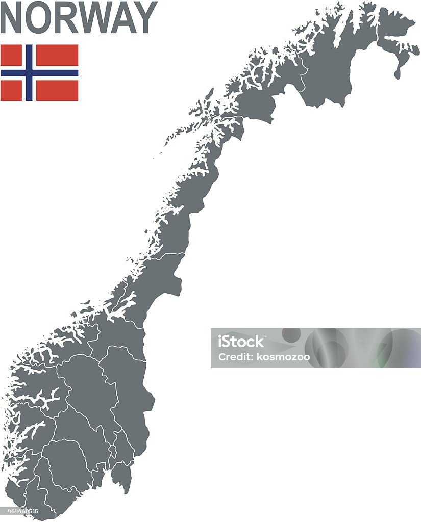 Norwegia - Grafika wektorowa royalty-free (Mapa)